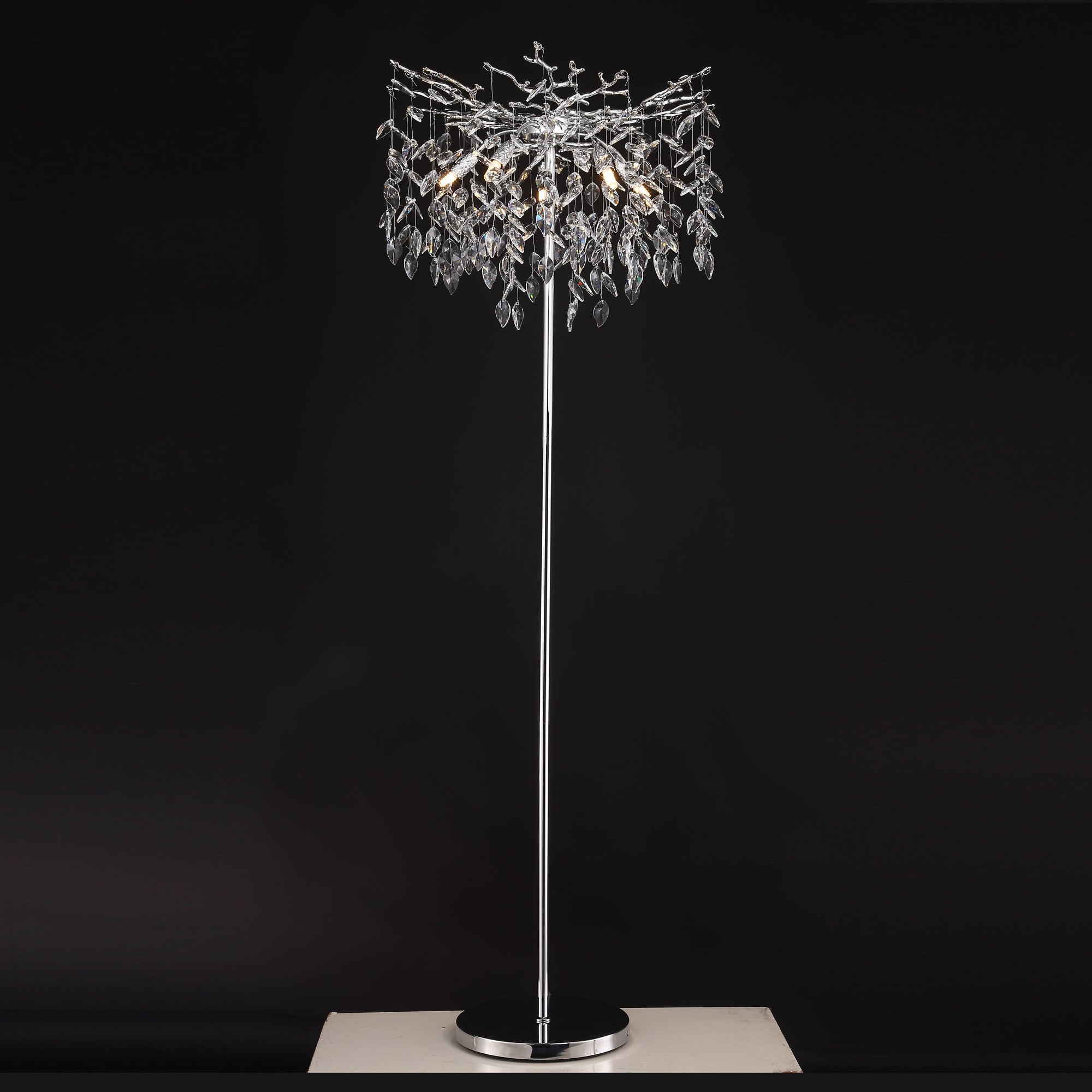 Clea Modern Gold Clear Crystal Floor Lamp For Bedroom, Living Room