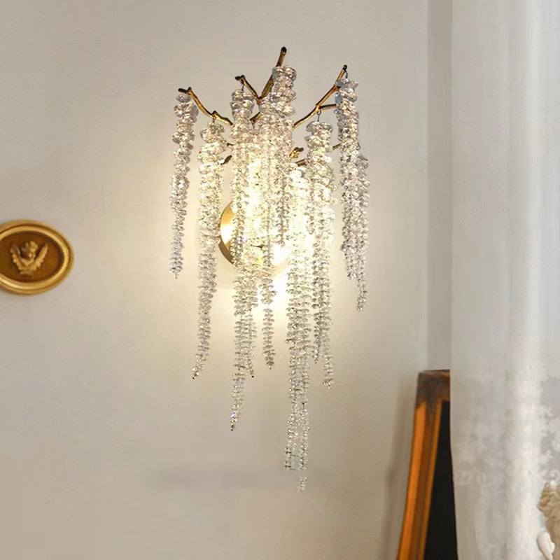Sunniva Modern Stylish Gold Coin Crystal Wall Sconce For Bedroom, Living Room