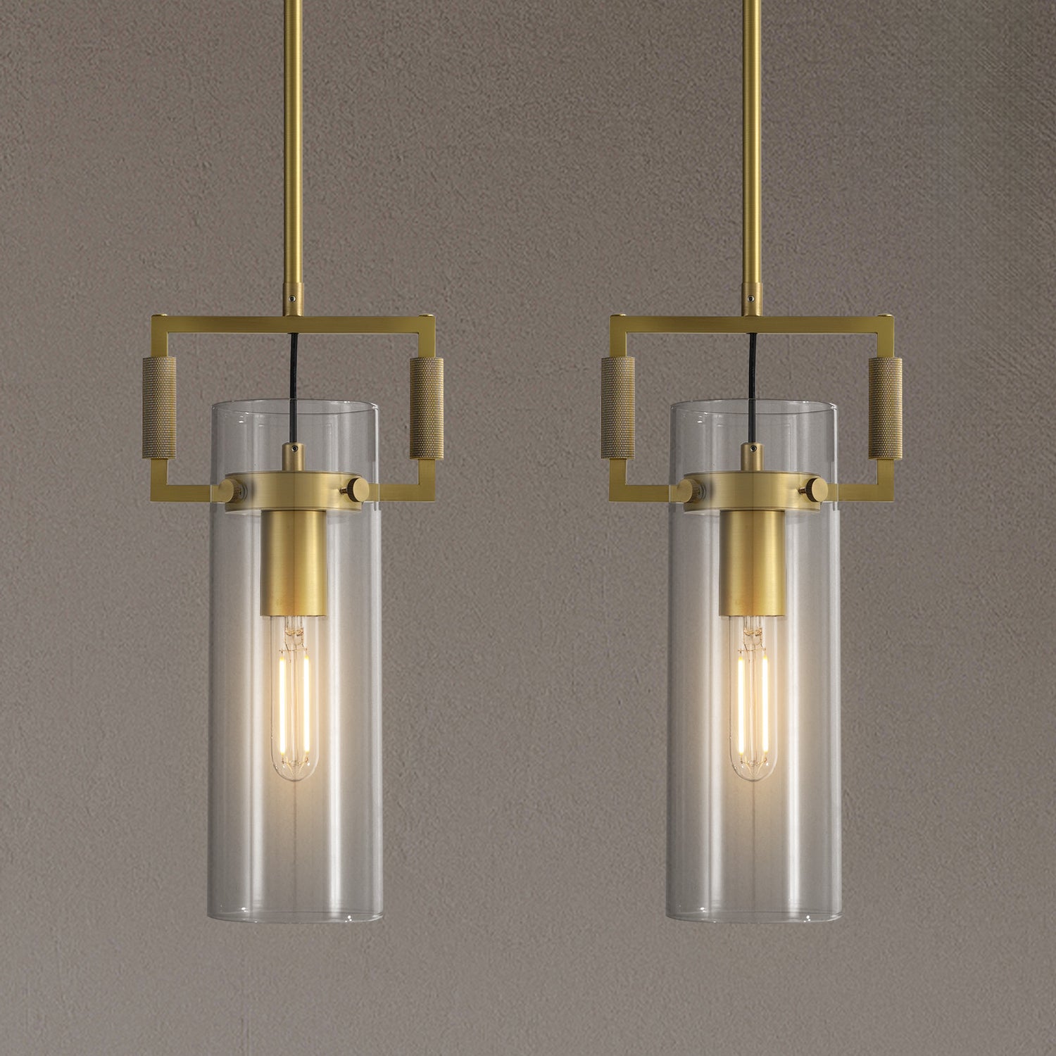Ribbed Glass Pendant Short Double Pack - Copper