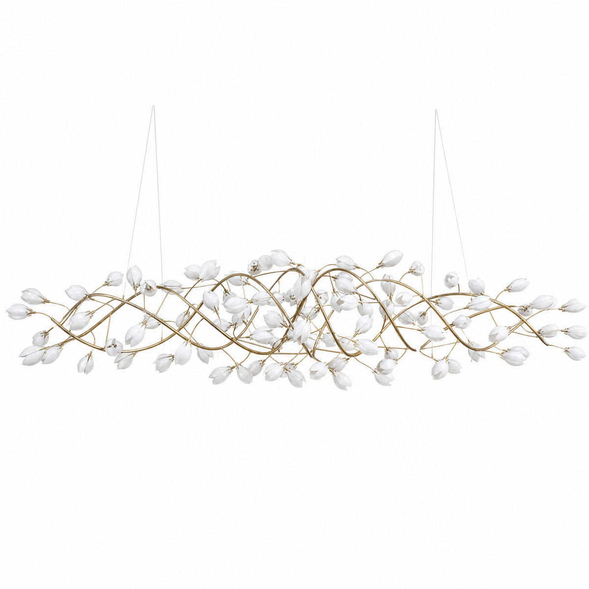 Lauro Ceramic Leaf Linear Chandelier