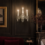 3-Light Candle Style Crystal Wall Sconce