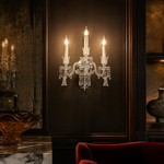 3-Light Candle Style Crystal Wall Sconce