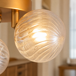 3-Light Glass Bubble Flush Mount Round Pendant - Copper