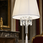 3-Light Pleated Fabric Crystal Tassel Pendant Light