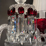 3-Light Pleated Shade Red Glass Crystal Wall Sconce