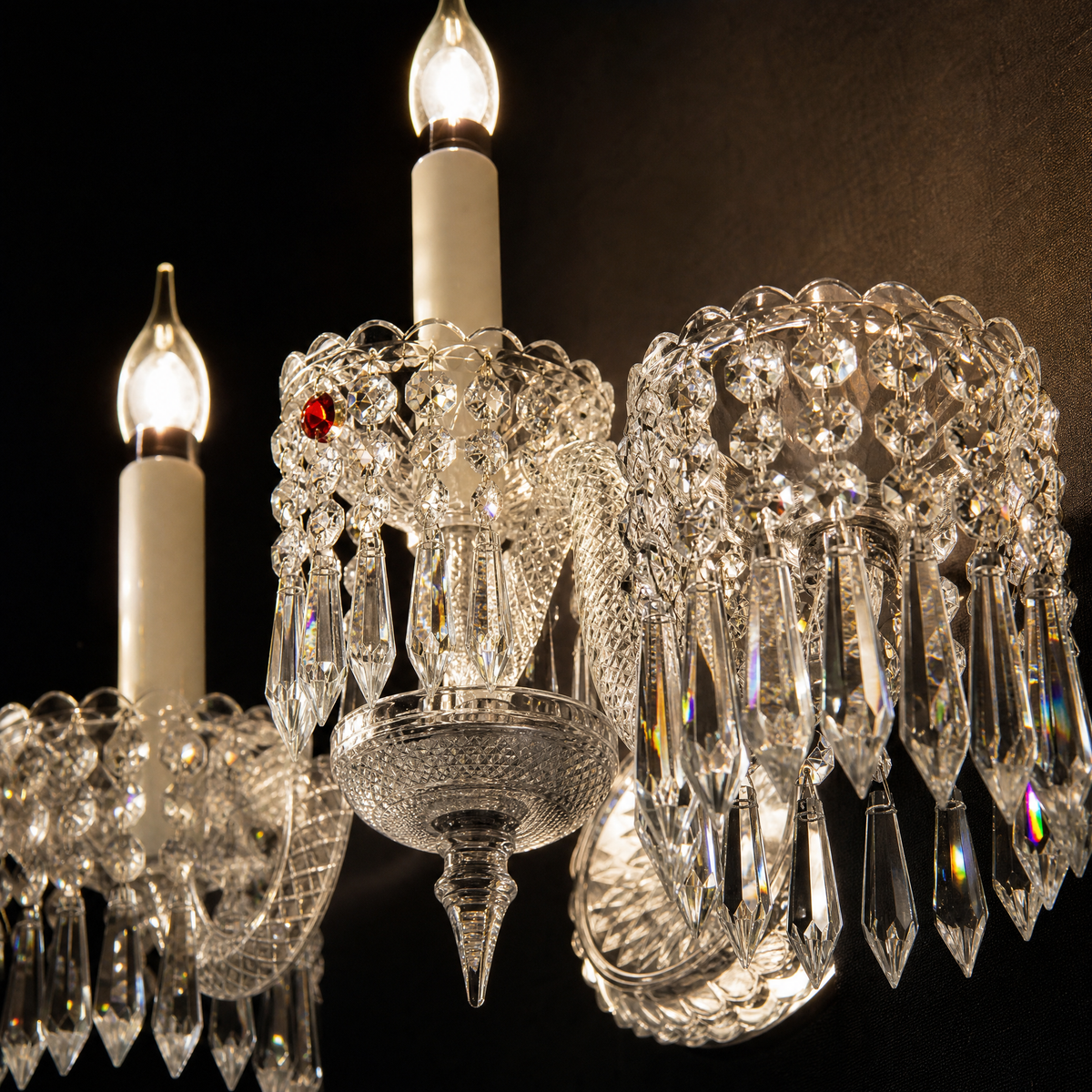 3-Light Tiered Candle Crystal Wall Sconce