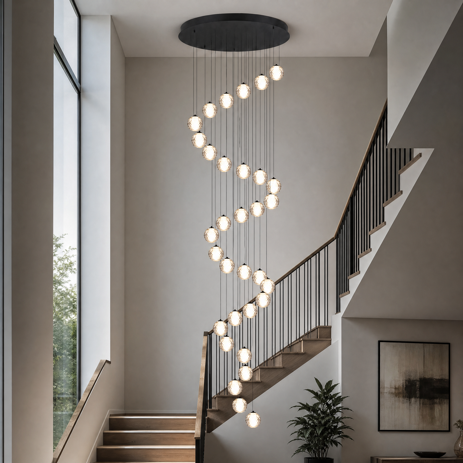 30-Light Bowl-shaped Staircase Lights - Black