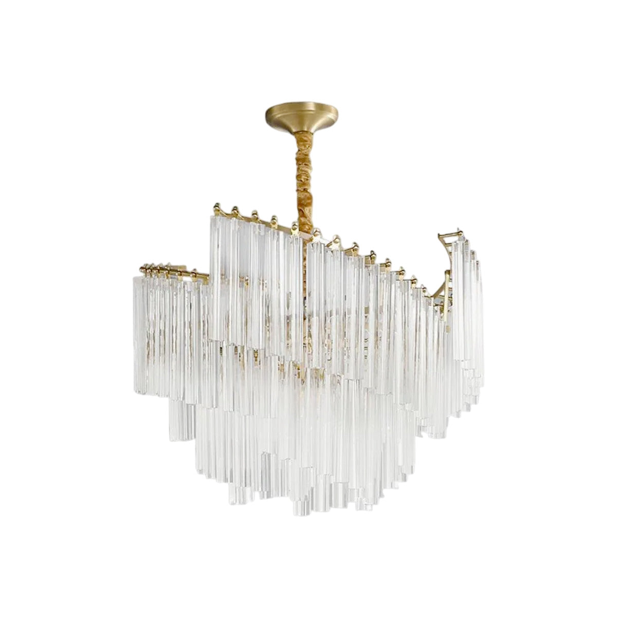 Brinicle Brass & Clear Crystal Chandelier – Elegant 23.6’’ Diameter