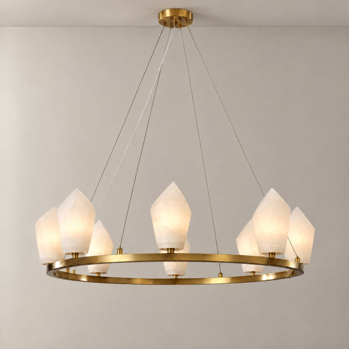31.5" Alabaster Wagon Wheel Chandelier