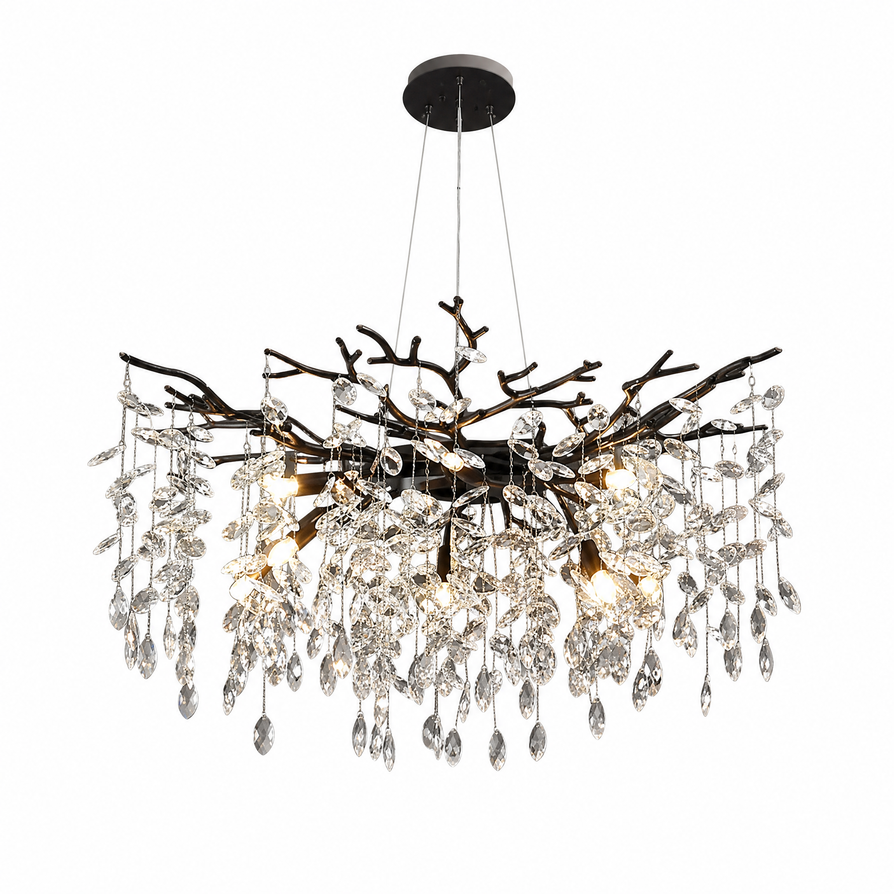 31.5" Black Tree Branch Crystal Chandelier