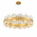 31.5'' Brass Gold 2-Tier Round K9 Crystal Chandelier