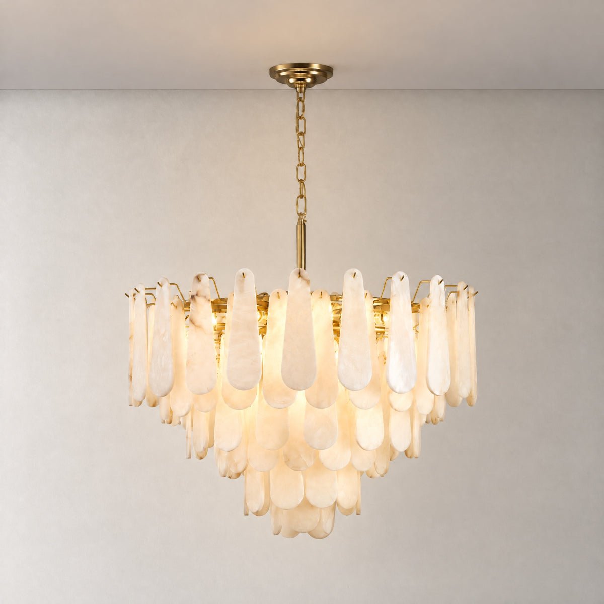 31.5" Modern 6-Tier Alabaster Chandelier