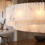 31'' Modern Alabaster 2-Tier Round Chandelier