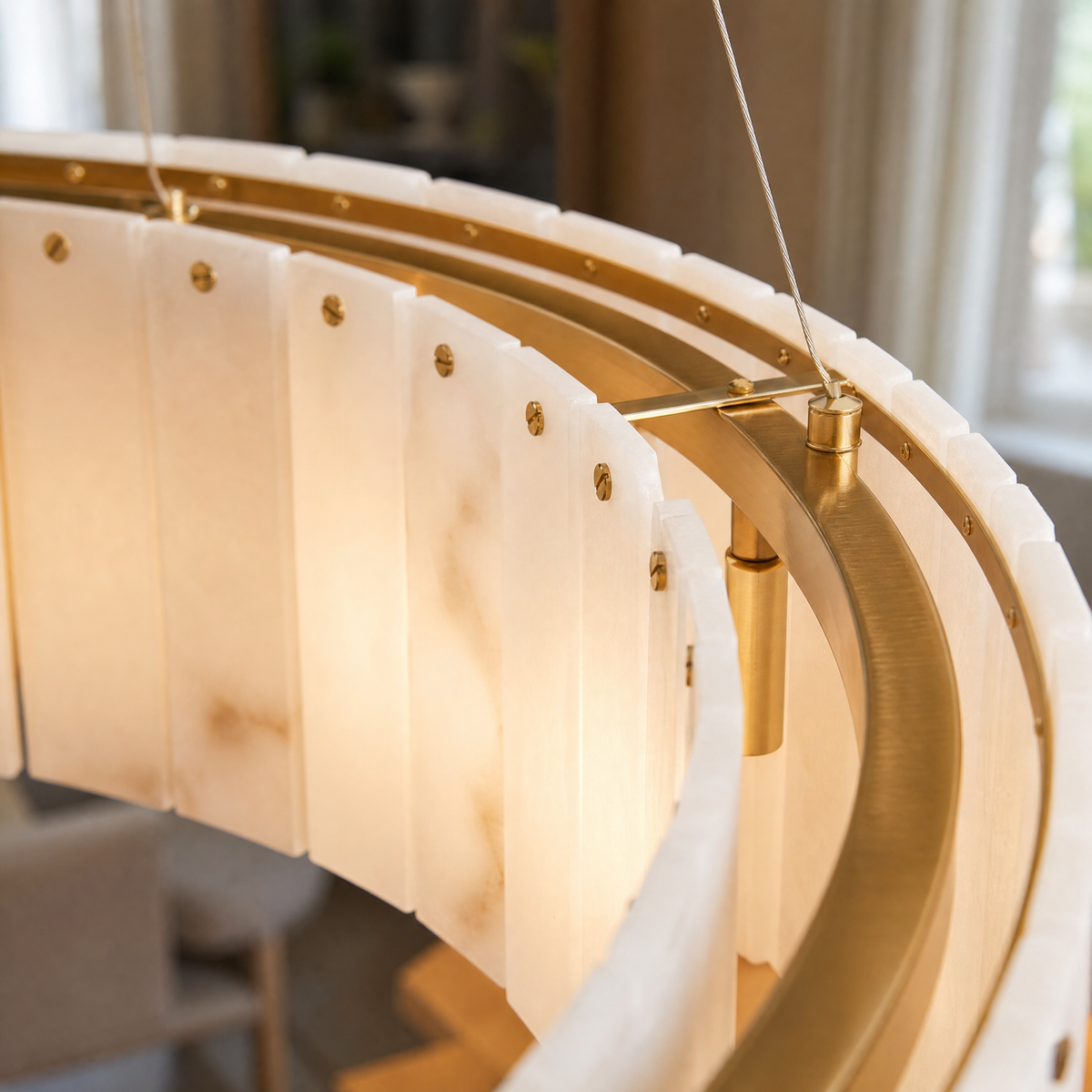 31'' Modern Alabaster 2-Tier Round Chandelier