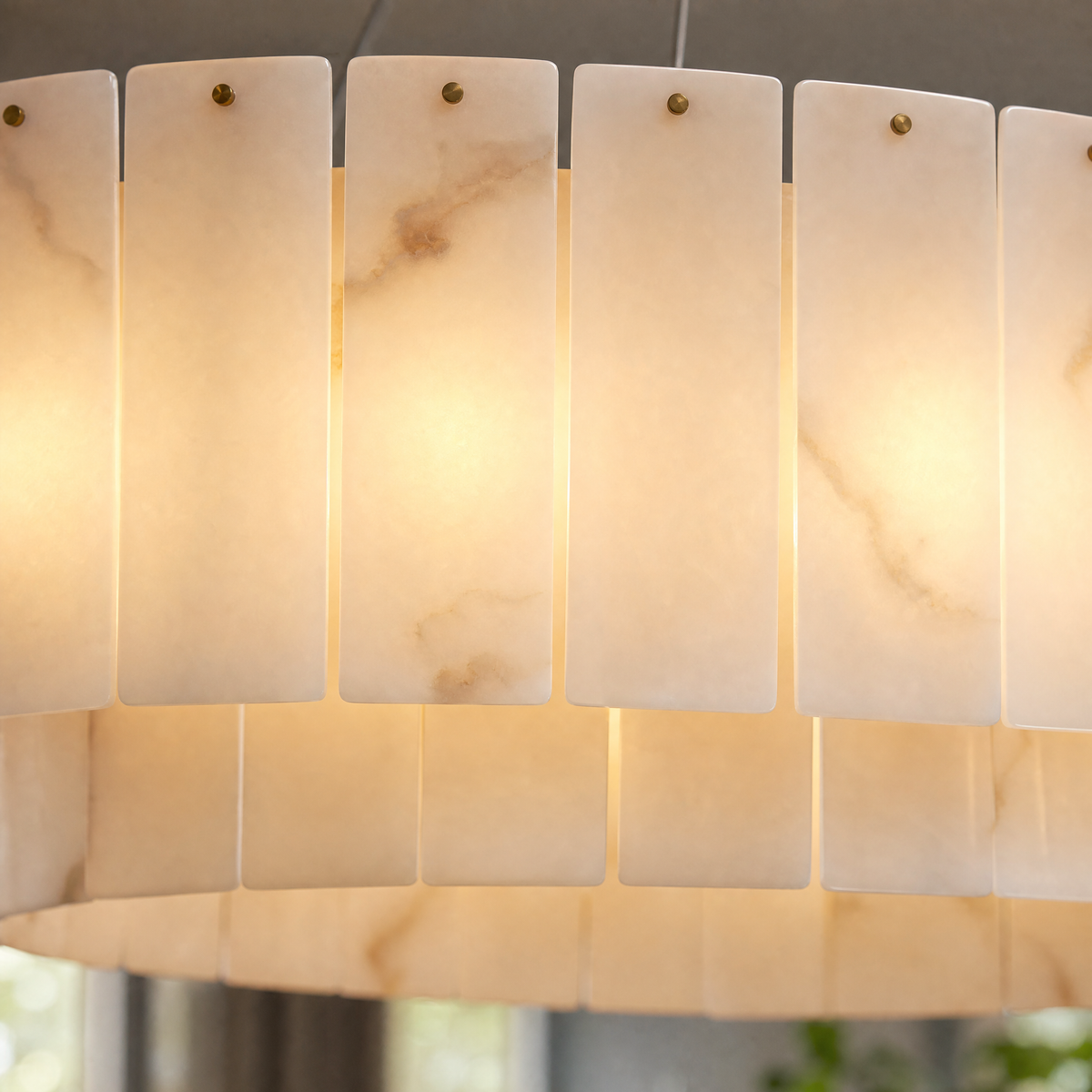 31'' Modern Spanish Alabaster 2-Tier Round Chandelier