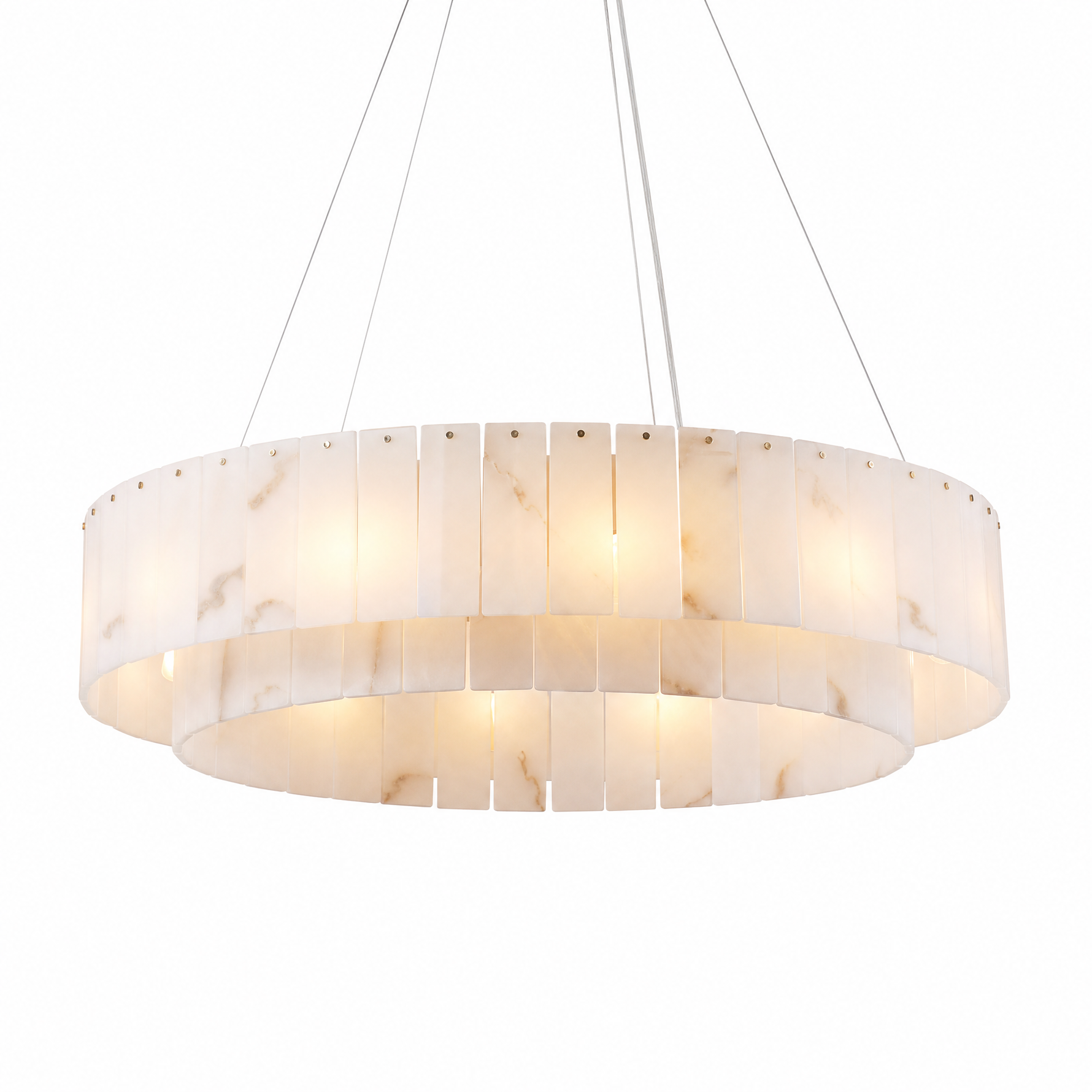 31'' Modern Spanish Alabaster 2-Tier Round Chandelier