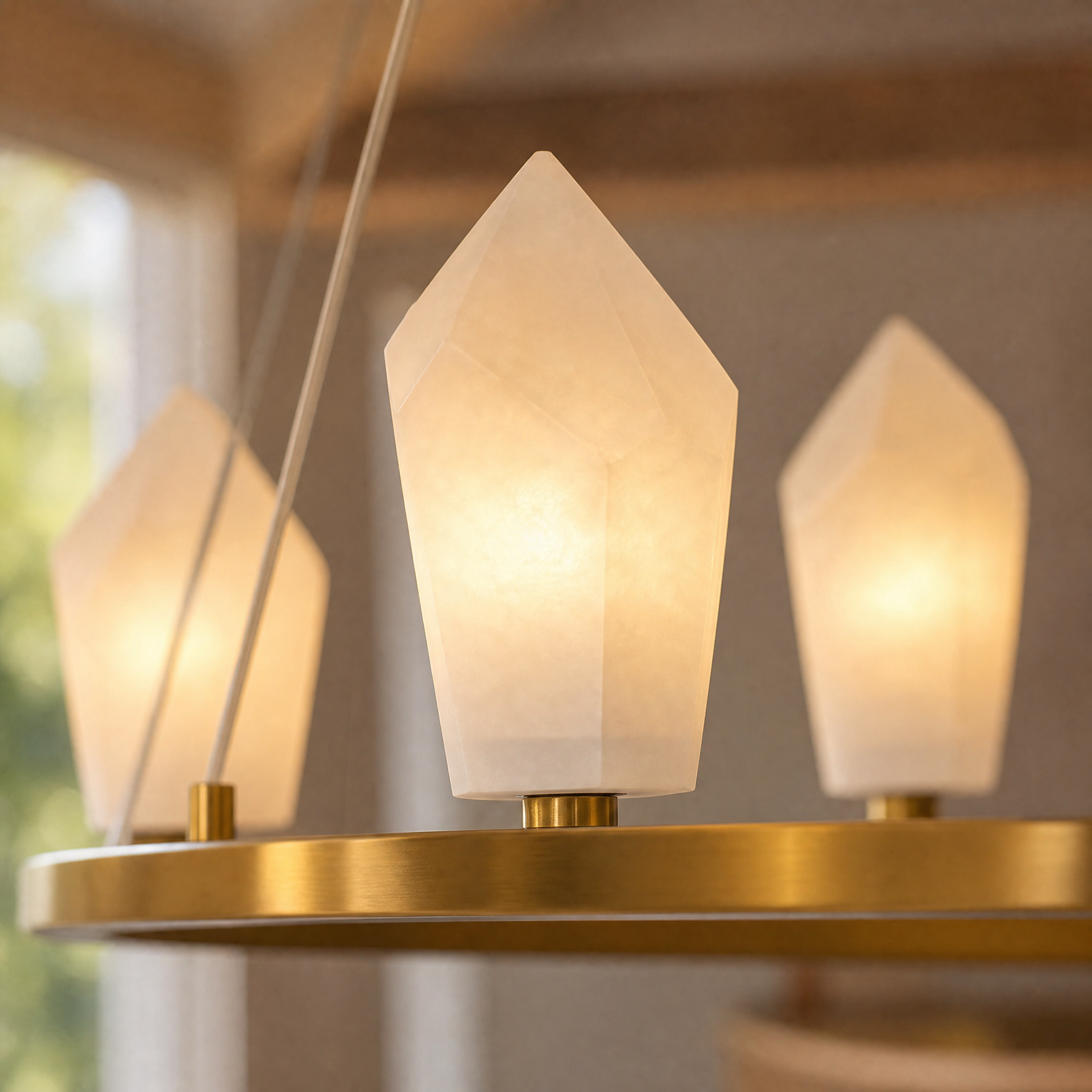 31.5" Alabaster Wagon Wheel Chandelier