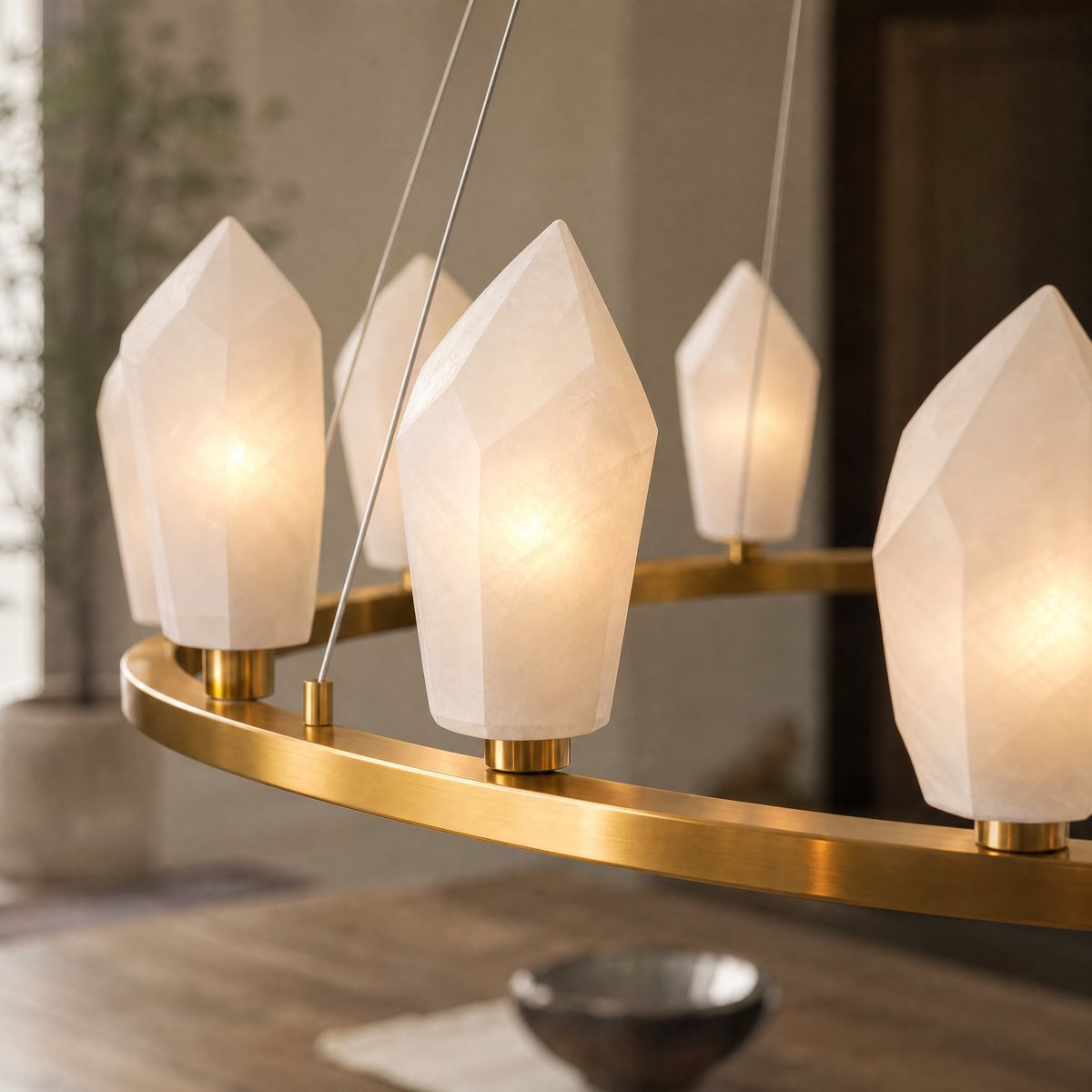 31.5" Alabaster Wagon Wheel Chandelier