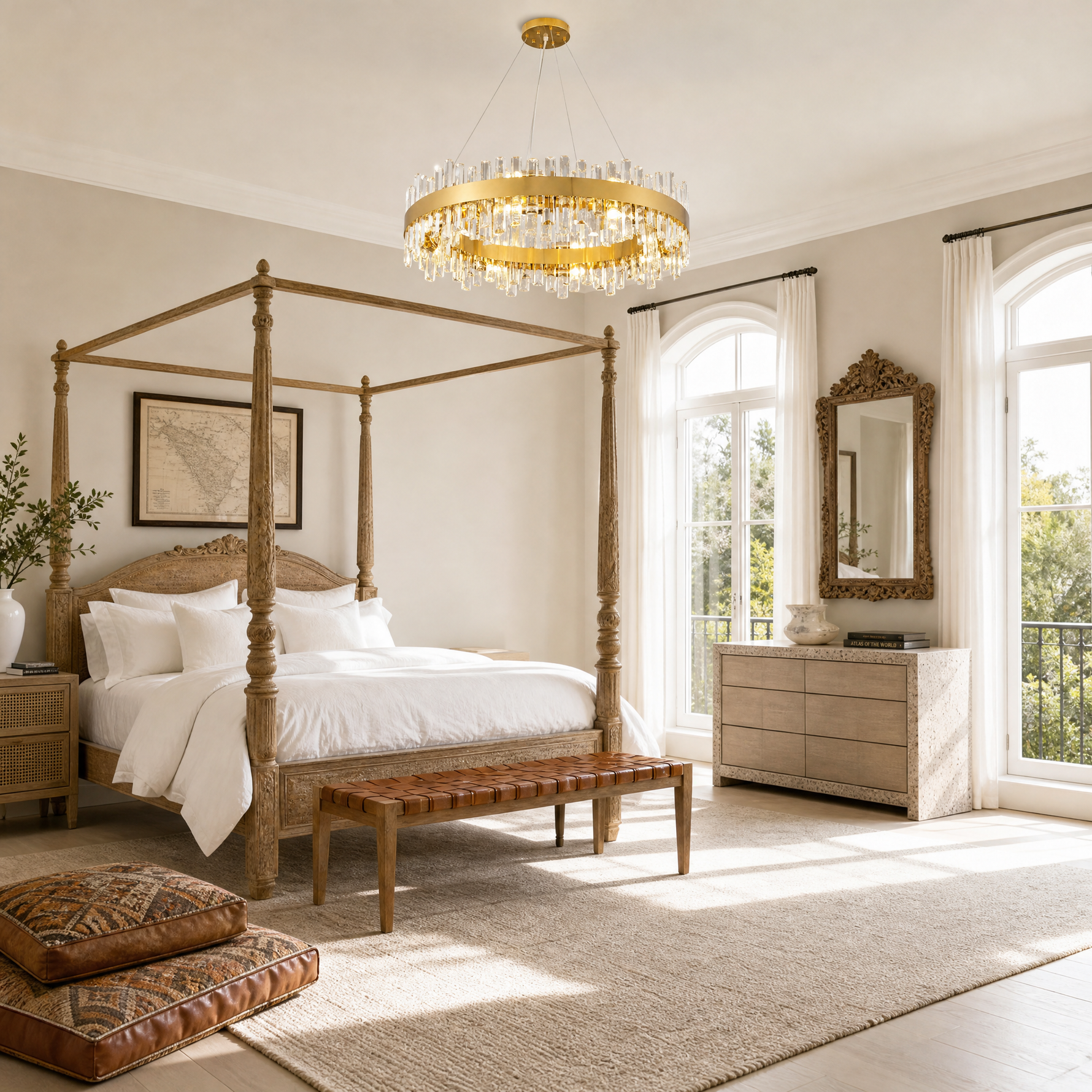 31.5'' Brass Gold 2-Tier Round K9 Crystal Chandelier