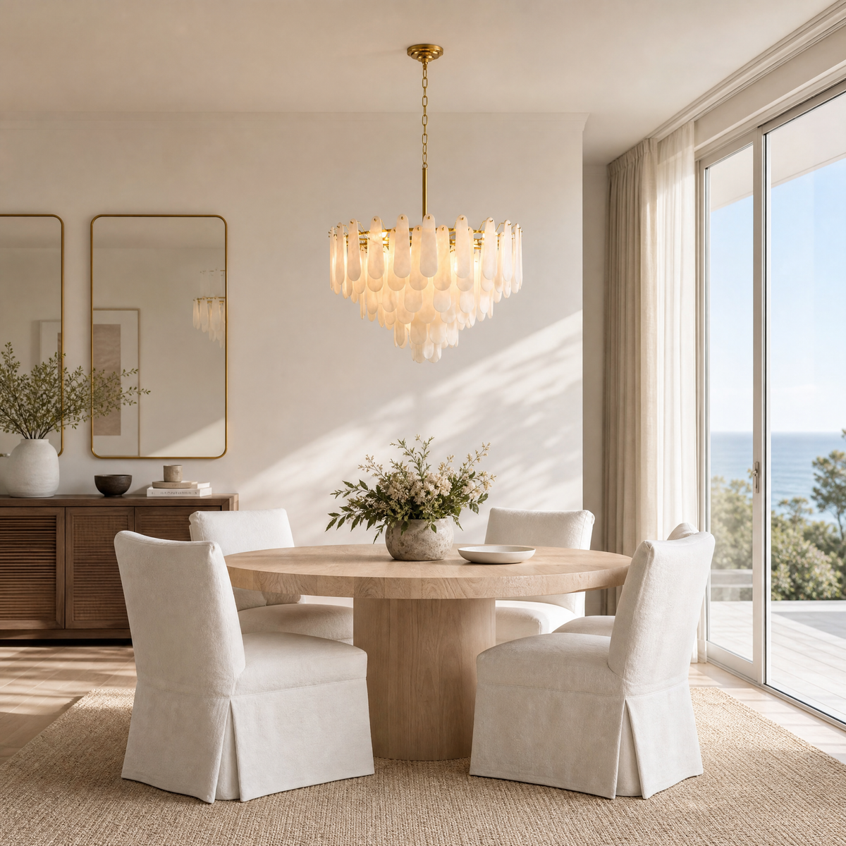 31.5" Modern 6-Tier Spanish Alabaster Chandelier