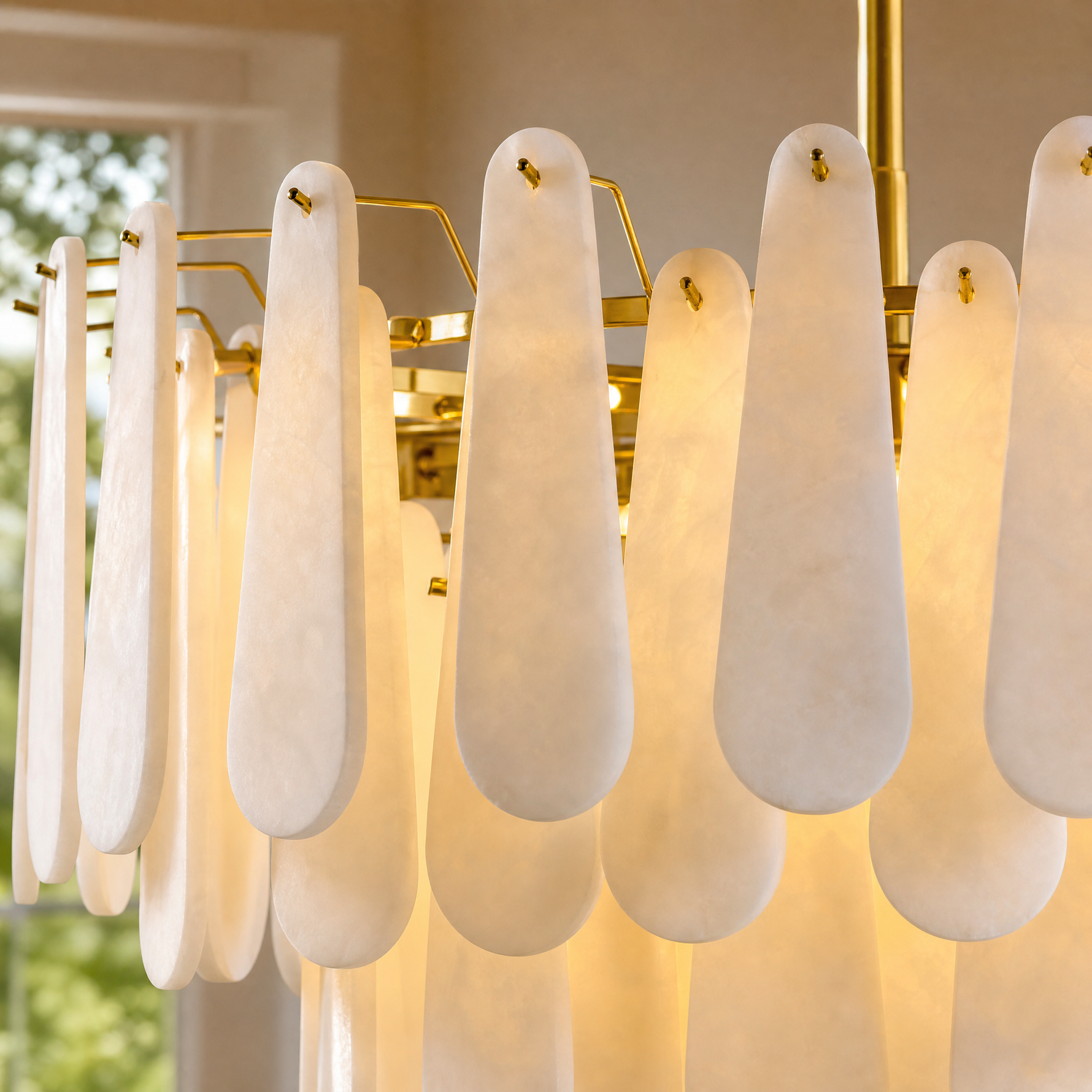 31.5" Modern 6-Tier Spanish Alabaster Chandelier