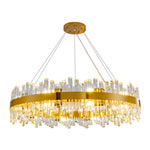 Modern Double Layer Crystal Chandelier Gold / Round D31.5’’