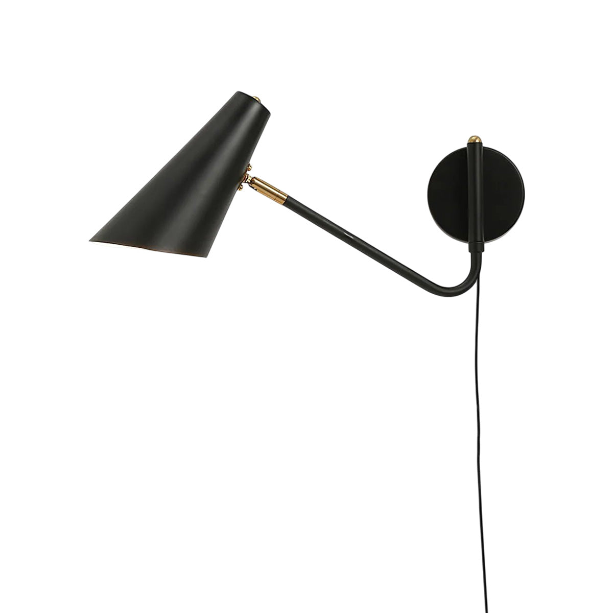 Plug in Wall Sconce with Adjustable Arm Black Brass Finish
