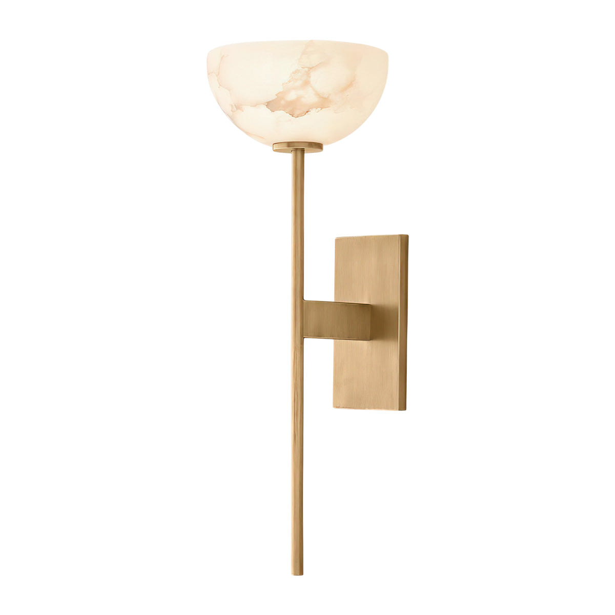 Alabaster Cup Wall Lamp with Brass Arm Gold or Black