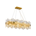 Modern Double Layer Crystal Chandelier Gold / Rectangle L35.4’’