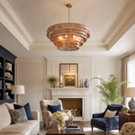 36" Hook Plate Glass Tiered Drum Chandelier
