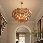 36" Hook Plate Glass Tiered Drum Chandelier