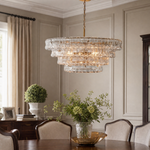 36" Hook Plate Glass Tiered Drum Chandelier