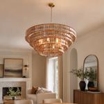 36" Hook Plate Glass Tiered Drum Chandelier