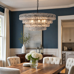 36" Hook Plate Glass Tiered Drum Chandelier