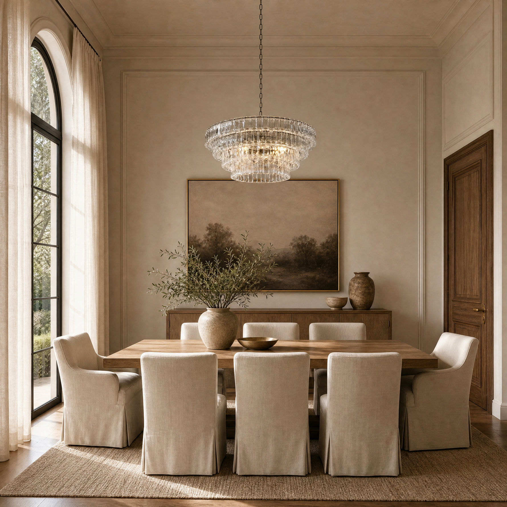 36-Inch Round Tiered Glass Chandelier