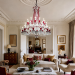 36-Light Two-Tier Red Candle Crystal Chandelier