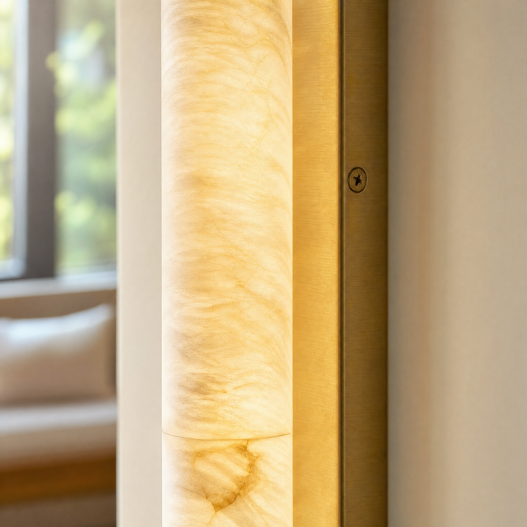 36" Spanish Alabaster Cylinder Wall Sconce