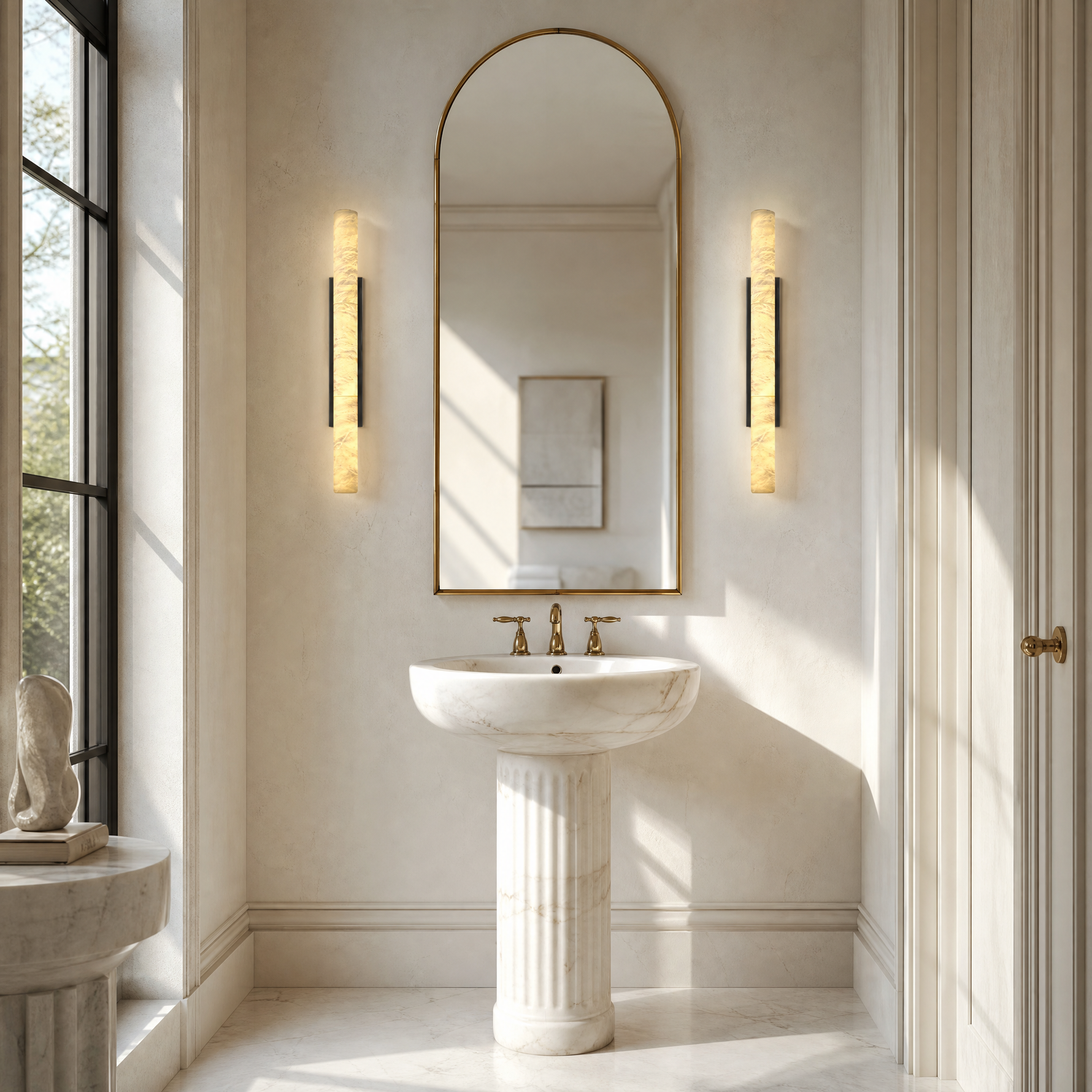 36" Spanish Alabaster Linear Wall Sconce