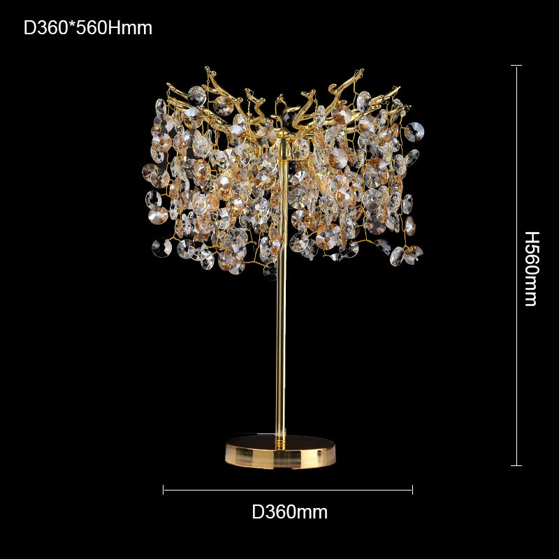Isidora Modern Clear Crystal Table Lamp For Bedroom, Gold Table Lamp