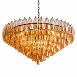 37'' Tiered Round Smoke Glass Chandelier