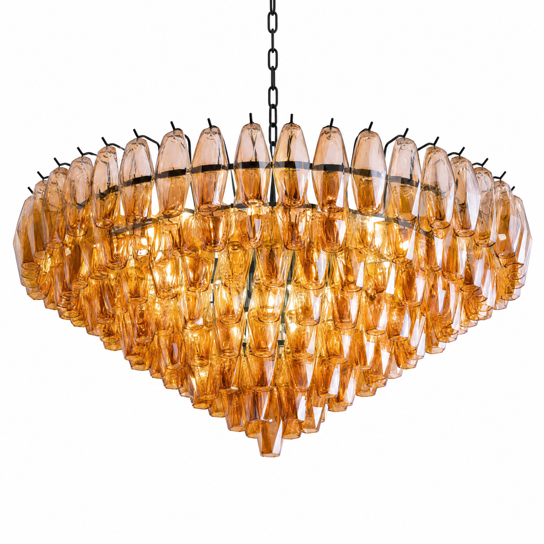 37'' Tiered Round Smoke Glass Chandelier