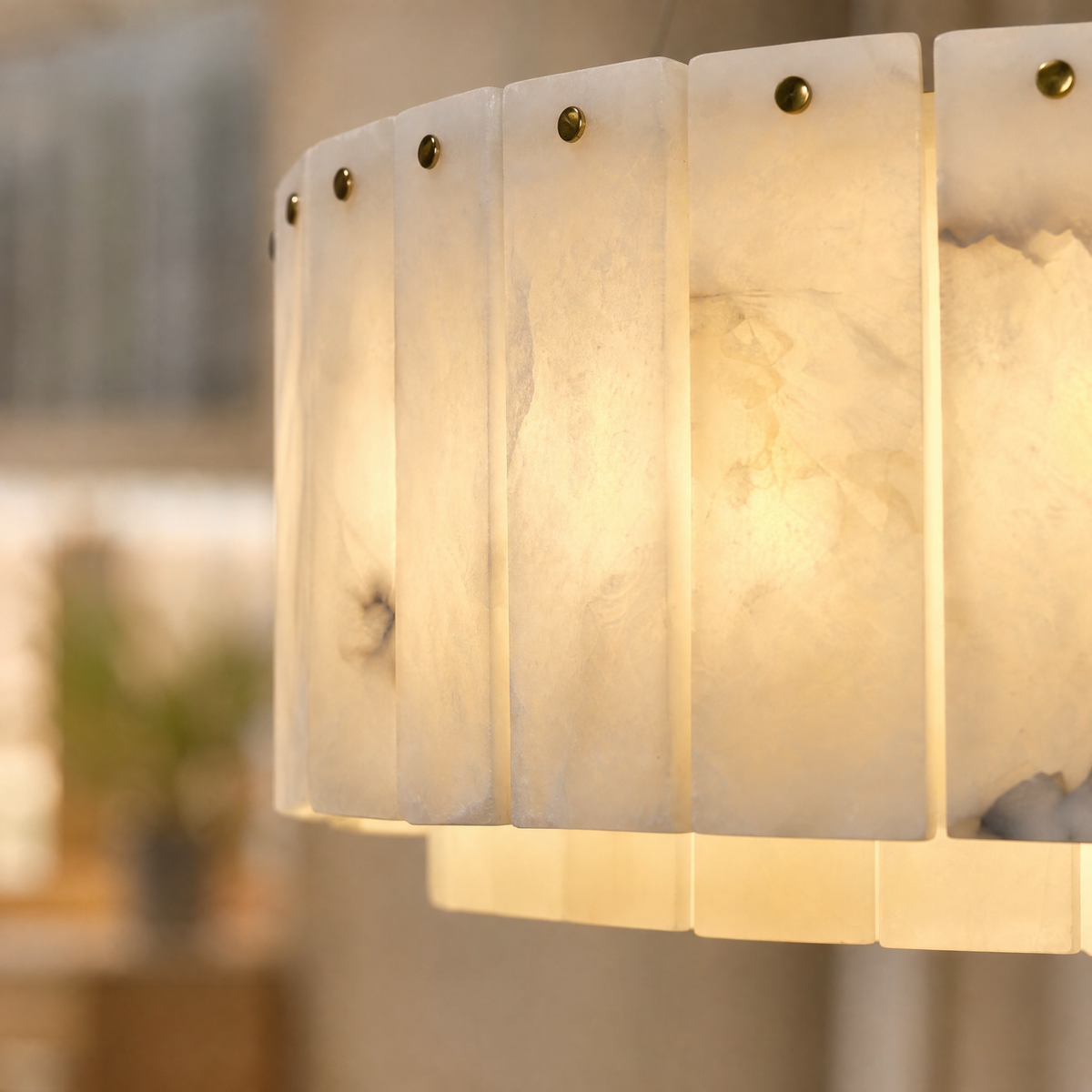 39" Modern Alabaster Rectangular Chandelier