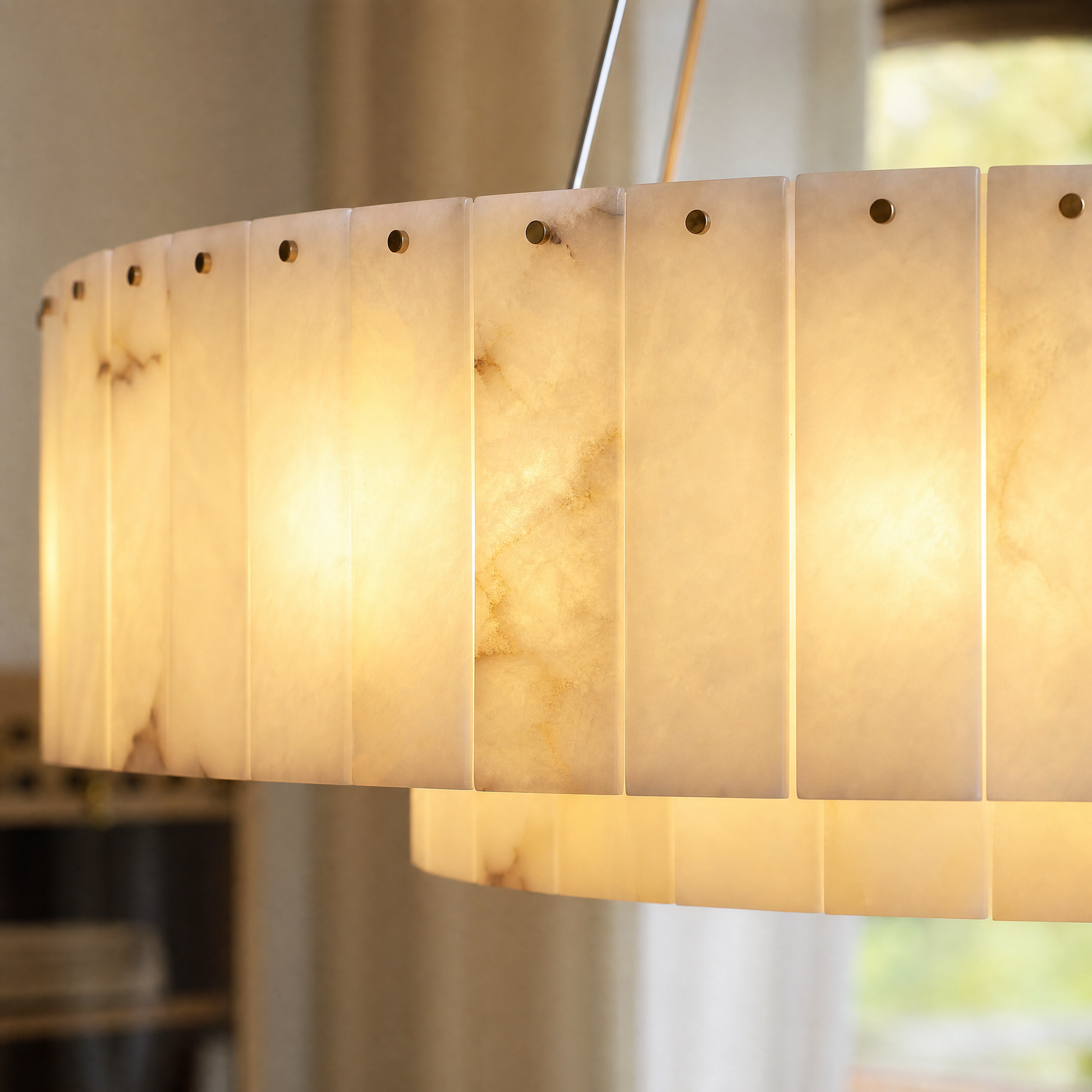 39" Modern Spanish Alabaster Rectangular Chandelier
