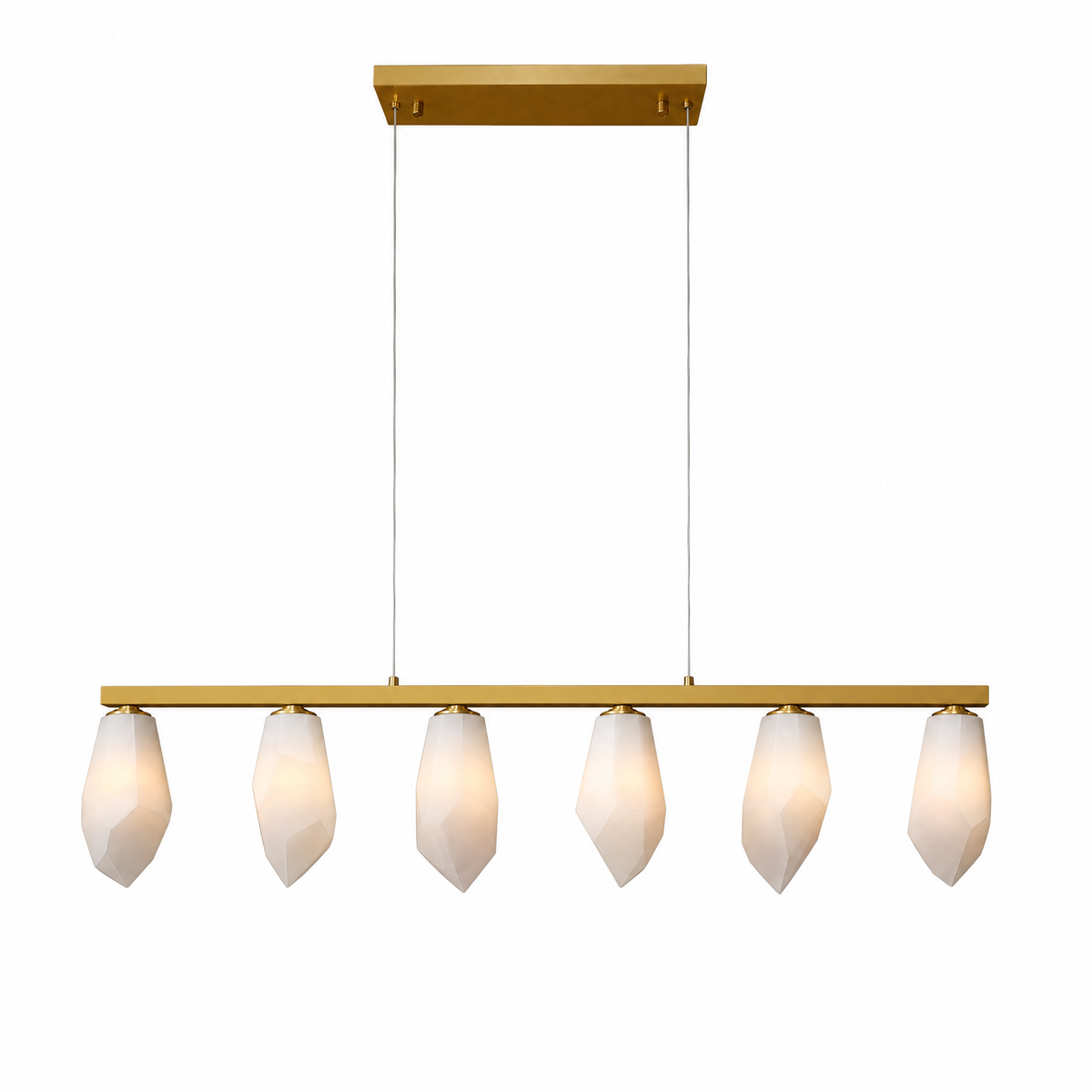 39-Inch 6-Light Linear Spanish Alabaster Chandelier
