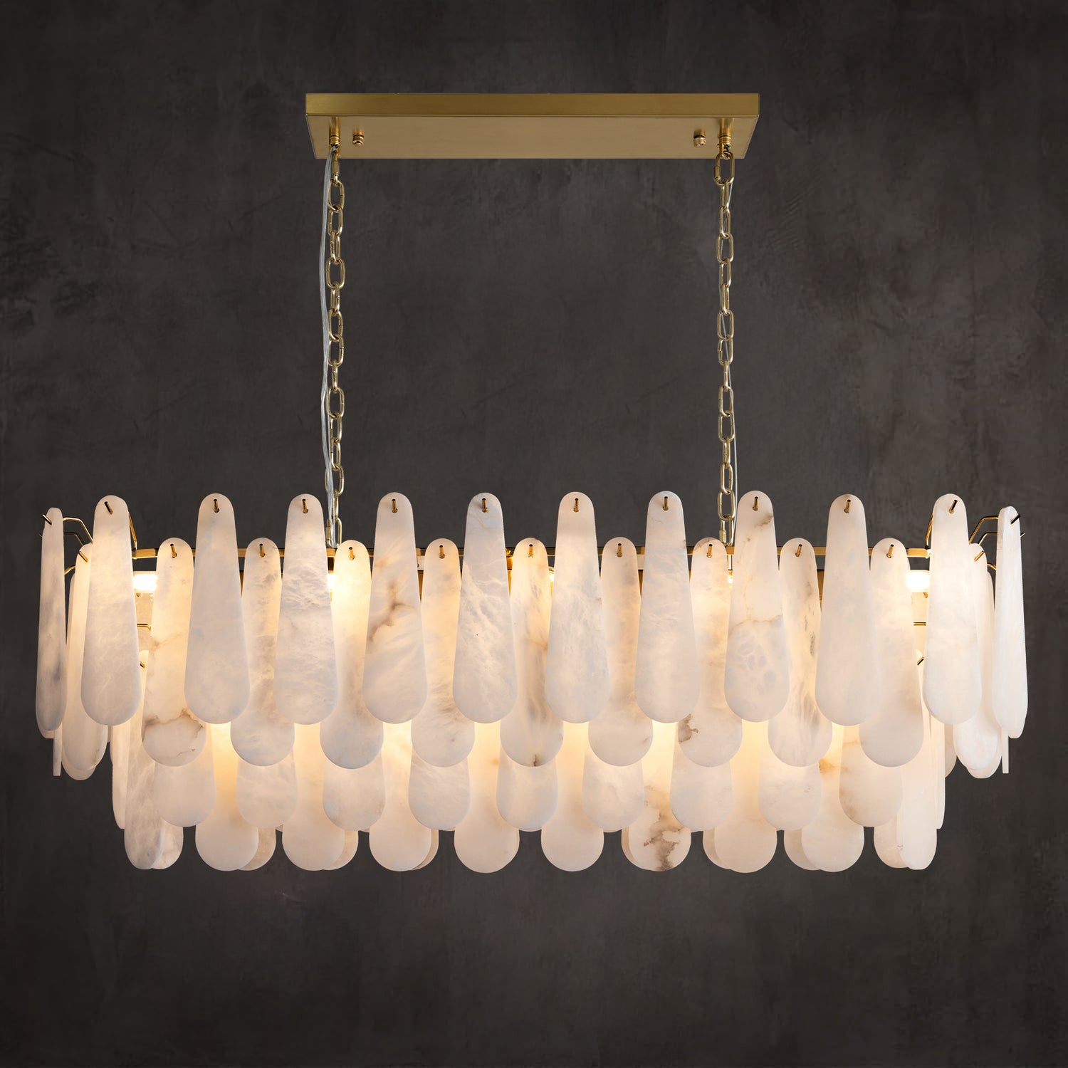 Marble Feather Linear Dining Pendant 1200 - Copper
