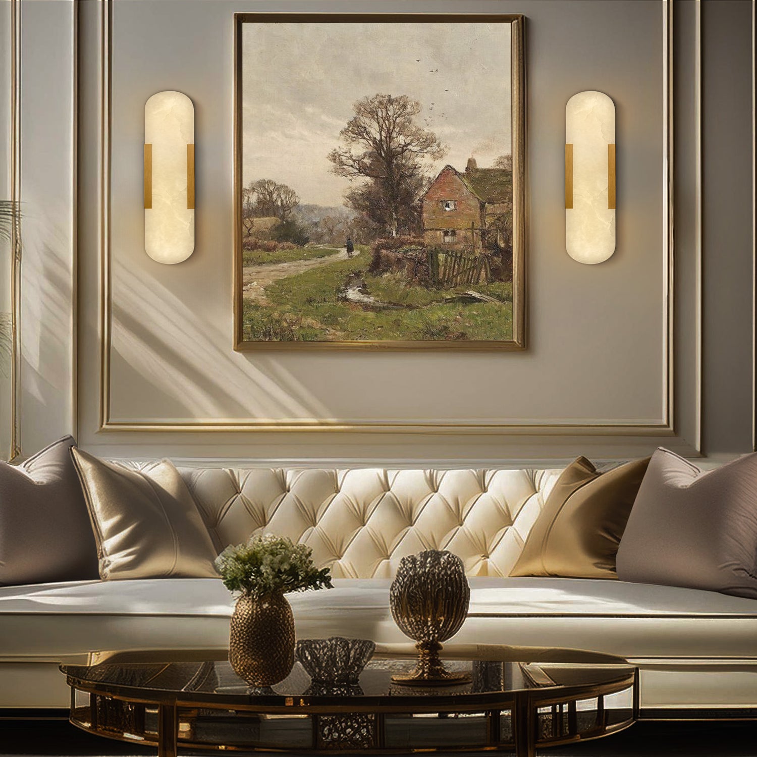 Marble Wall Sconce 350H Double - Copper