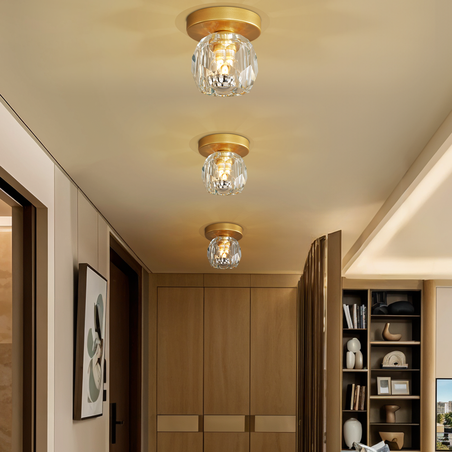 Hexa Globe Flush Mount - Copper