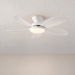 42" Knife Blade Flush Mount Ceiling Fan with Frosted Dome – lights on