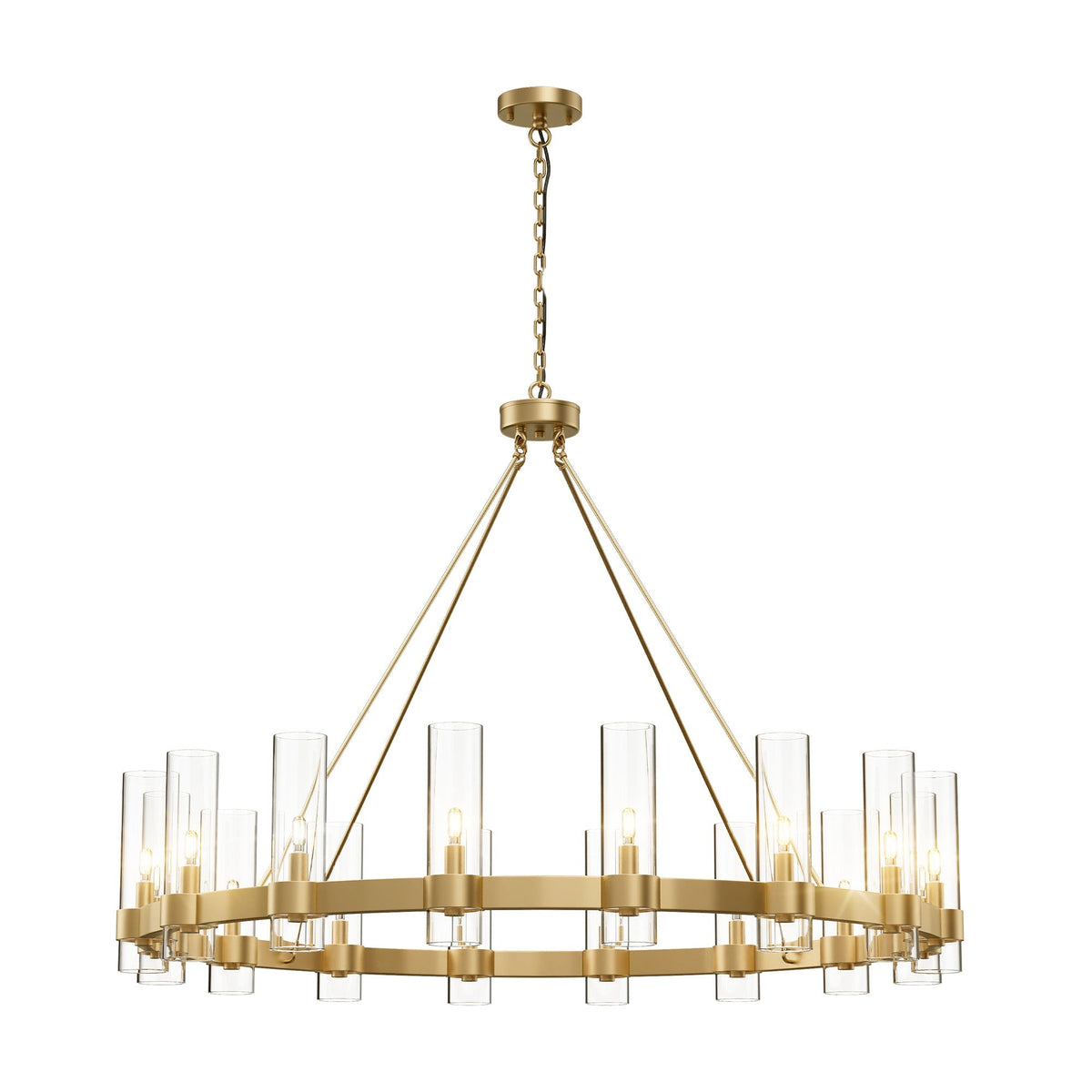 Copper plated modern glass lampshade chandelier 48in 1 Tier / Gold