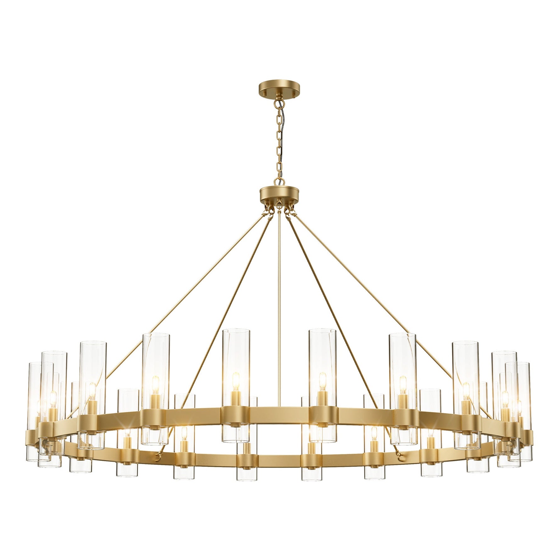 Copper plated modern glass lampshade chandelier 60in 1 Tier / Gold